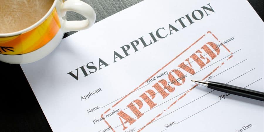 Approved visa application document